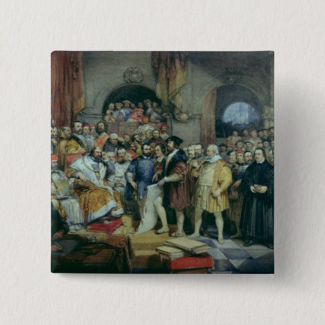 The Diet of Spires, 19 April, 1529 2 Inch Square Button (Front)