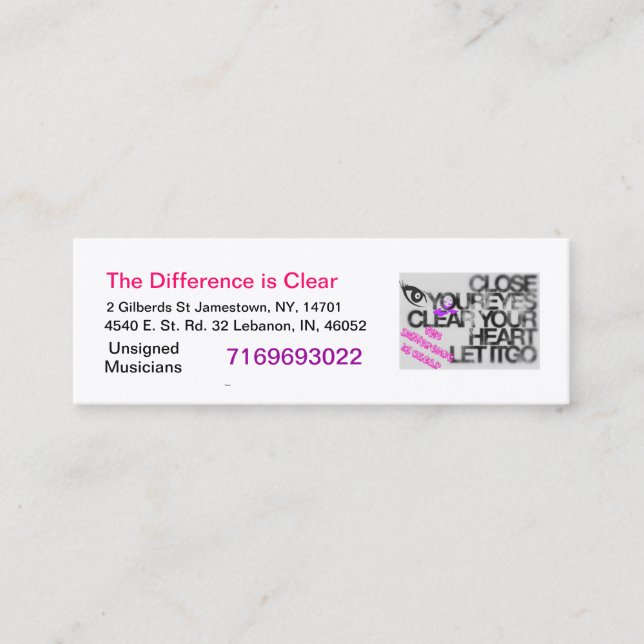 The Difference is Clear Business Cards (Front)