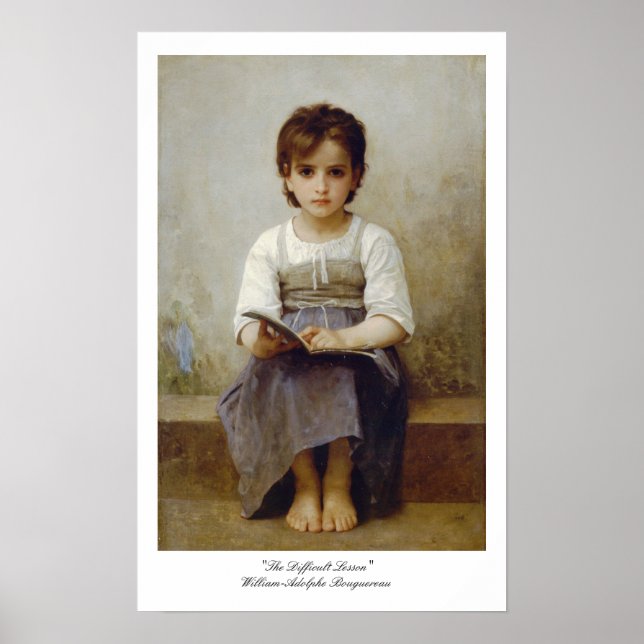 "The Difficult Lesson" William-Adolphe Bouguereau Poster (Front)