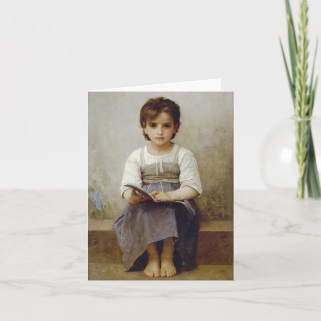 "The Difficult Lesson" William Bouguereau Card (Front)