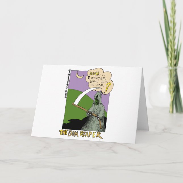 The Dim Reaper Funny Halloween Cartoon Gifts & Tee Card (Front)