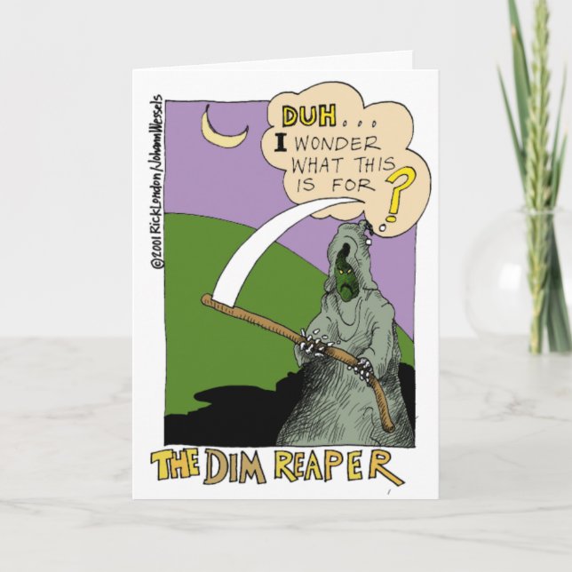 The Dim Reaper Funny Halloween Cartoon Gifts & Tee Card (Front)