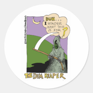 The Dim Reaper Funny Halloween Cartoon Gifts & Tee Classic Round Sticker