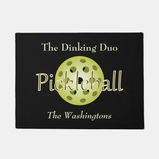 The Dinking Duo Couple Pickleball Ball Doormat (Front)