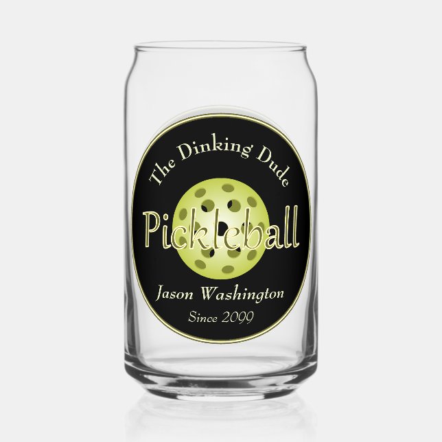 The Dinking Duo or Dude Pickleball Ball Rocks  Can Glass (Front)