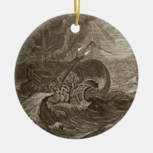 The Dioscuri Protect a Ship, 1731 (engraving) Ceramic Ornament
