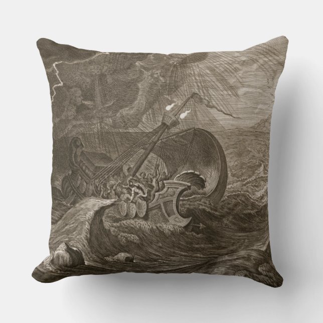 The Dioscuri Protect a Ship, 1731 (engraving) Throw Pillow (Front)
