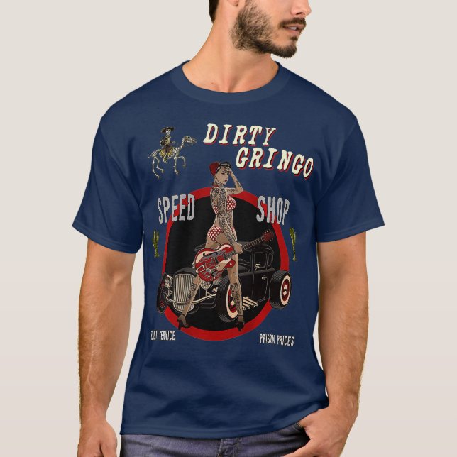 The Dirty Gringo Speed Shop Guitar Sexy Bikini T-Shirt (Front)