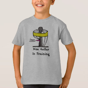 The Disc Golfer in training kids shirt