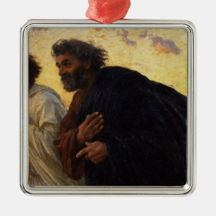 The Disciples Peter and John Running Metal Ornament