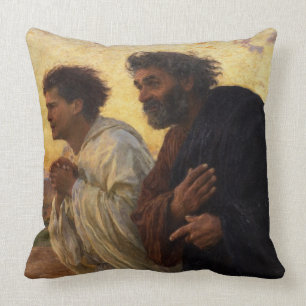 The Disciples Peter and John Running Throw Pillow