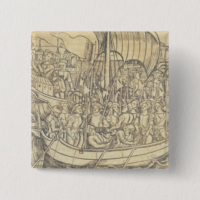The Discovery of the New World by Chrisopher Colum 2 Inch Square Button (Front)
