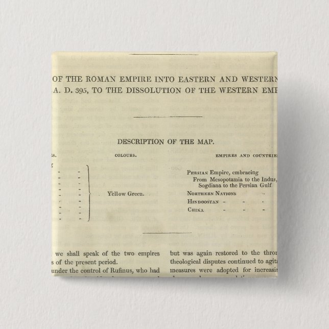 The Dissolution of the Western Empire 476 AD 2 Inch Square Button (Front)