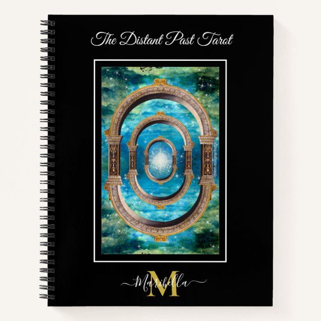 The Distant Past Tarot Deck Card Backs Monogram Notebook (Front)