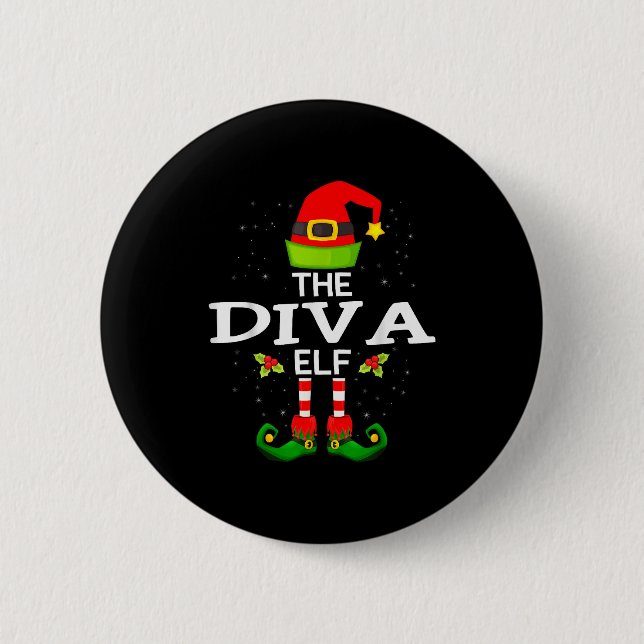 The Diva Elf Christmas Family Matching Pajama  2 Inch Round Button (Front)