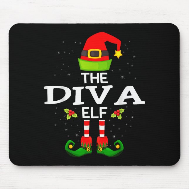 The Diva Elf Christmas Family Matching Pajama  Mouse Pad (Front)