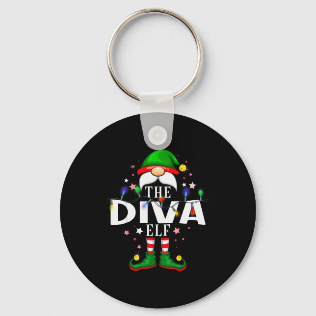 The Diva Elf Christmas Family Pajama Party  Keychain (Front)