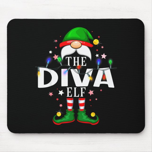 The Diva Elf Christmas Family Pajama Party  Mouse Pad (Front)