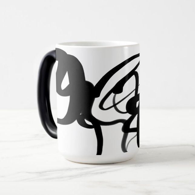 The Divers: Abstract Black & White Magic Mug (Front Left)