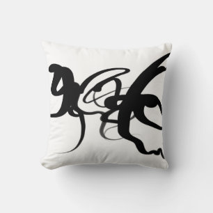 The Divers: Abstract Black & White Throw Pillow
