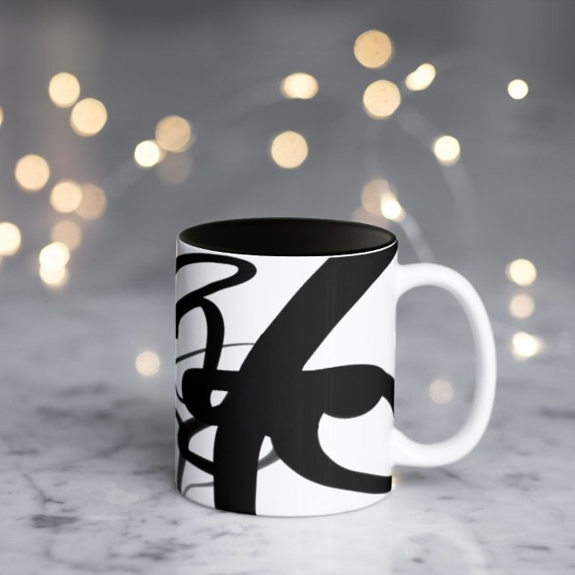The Divers: Abstract Black & White Two-Tone Coffee Mug (Creator Uploaded)