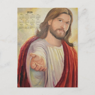 The Divine Invitation: Jesus 2026 Calendar Holiday Postcard