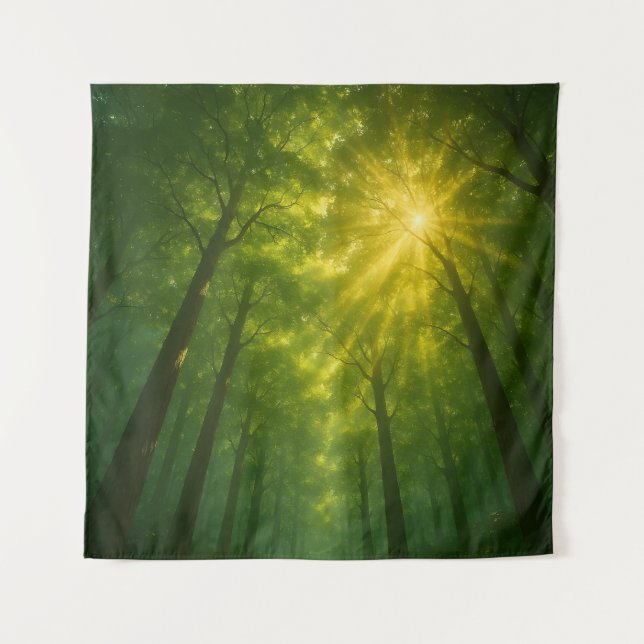 The Divine Light Path: Cathedral of the Emerald Fo Tapestry (Front)