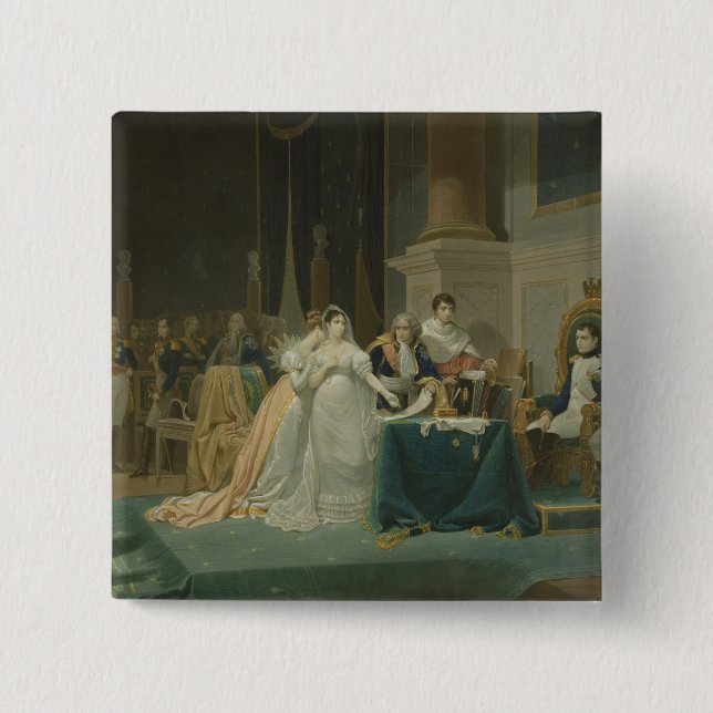 The Divorce of the Empress Josephine (1763-1814) 1 2 Inch Square Button (Front)