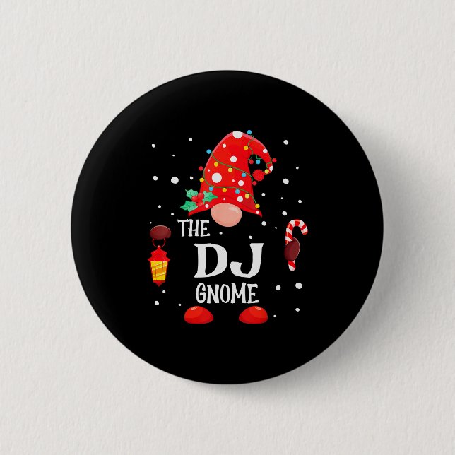 The Dj Gnome Matching Family Christmas Gnome Pajam 2 Inch Round Button (Front)