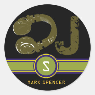 the dj name initial classic round sticker