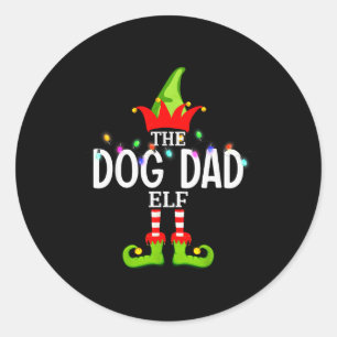 The Dog Dad Elf Christmas Matching Pajamas Men Wom Classic Round Sticker