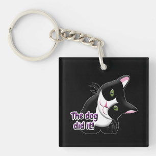 The dog did it Cat Keychain