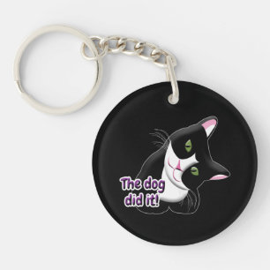 The dog did it Cat Keychain