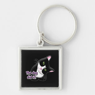 The dog did it Cat Keychain