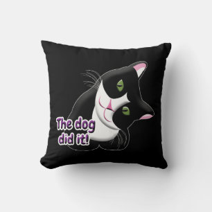 The dog did it Cat Throw Pillow