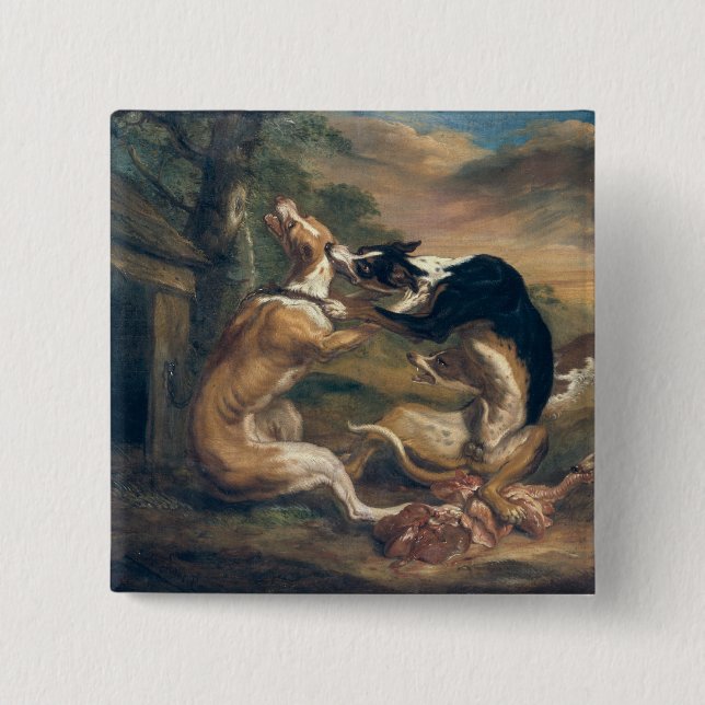 The Dog Fight, 1678 2 Inch Square Button (Front)