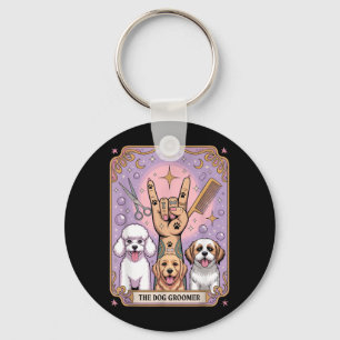 The Dog Groomer Retro Tattoo-Inspired Tarot Card Keychain