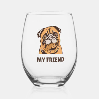 The Dog is My Friend Stemless Wine Glass