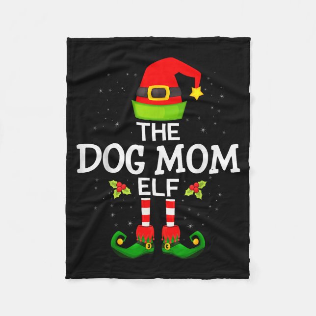 The Dog Mom Elf Christmas Family Matching Pajama M Fleece Blanket (Front)