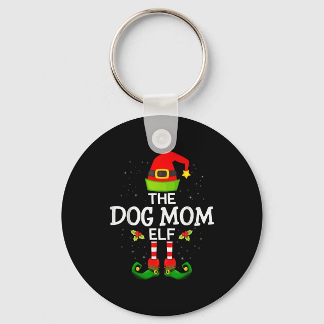 The Dog Mom Elf Christmas Family Matching Pajama M Keychain (Front)
