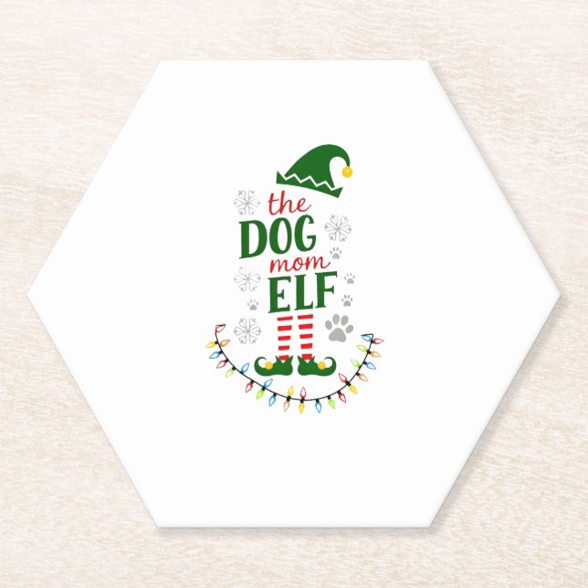 The Dog Mom Elf Xmas Funny Dogs lover Christmas Do Paper Coaster (Front)