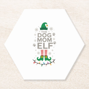 The Dog Mom Elf Xmas Funny Dogs lover Christmas Do Paper Coaster