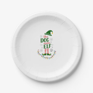 The Dog Mom Elf Xmas Funny Dogs lover Christmas Do Paper Plate