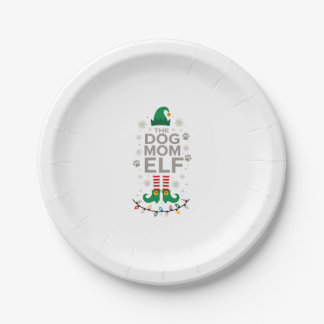 The Dog Mom Elf Xmas Funny Dogs lover Christmas Do Paper Plate