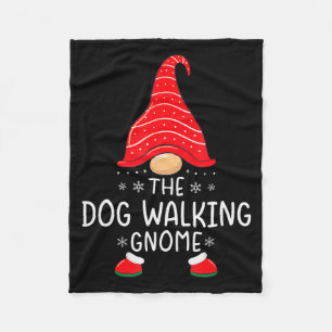 The Dog Walking Gnome Xmas Family Matching Funny C Fleece Blanket