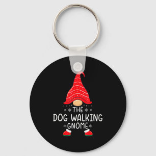 The Dog Walking Gnome Xmas Family Matching Funny C Keychain