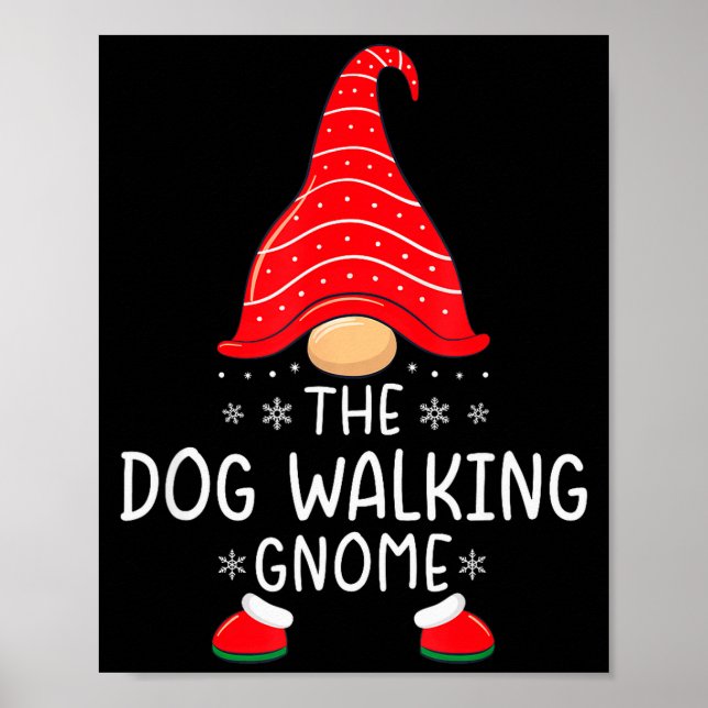 The Dog Walking Gnome Xmas Family Matching Funny C Poster (Front)