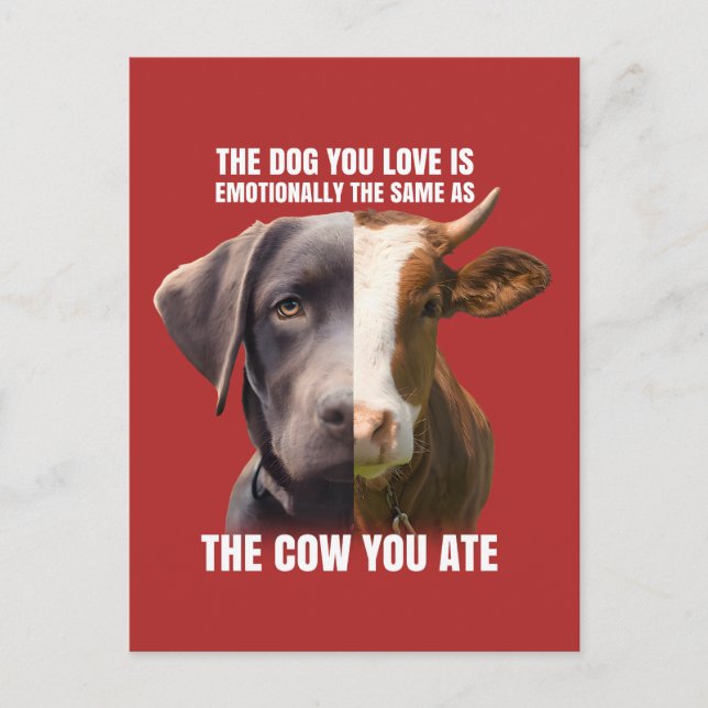 The Dog You Love is The Same as The Cow You Ate Postcard (Front)