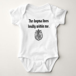 The dogma lives loudly coat of arms baby bodysuit