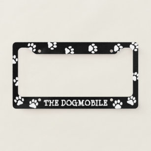 The Dogmobile Custom Dog Lover's   Paw Prints License Plate Frame